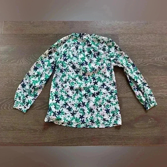 Talbots Lightweight Floral Blouse Size Small 100% Cotton Green Blue White NWT - Picture 6 of 6